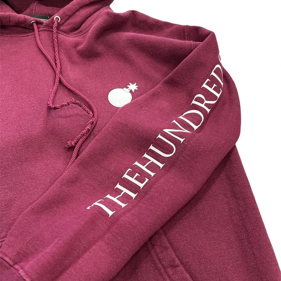 The Hundreds Burgundy Red Athletic Pullover Hoodie Sweater M - Picture 2 of 3